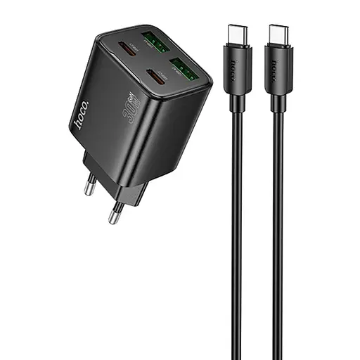 СЗУ Hoco N56 Fundador PD30W four-port (2USB-A/2C) + кабель Type-C to Type-C