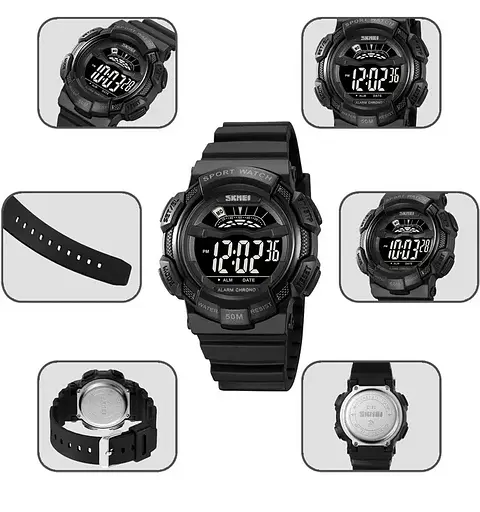 Мужские спортивные часы Skmei 2153 (Черные с черным циферблатом) - фото 6