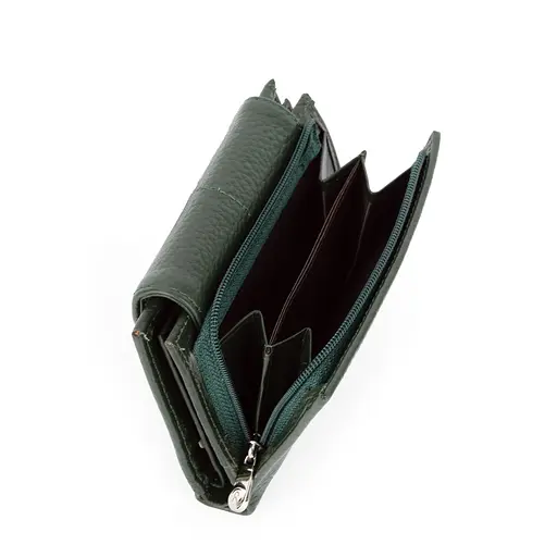 Гаманець жіночий шкіряний маленький Las Fernando 110-103 G темно-зелений - фото 3