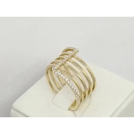 Золоте кільце Імперія золота з фіанітами. КВ1201(2)І 17,5 - фото 2