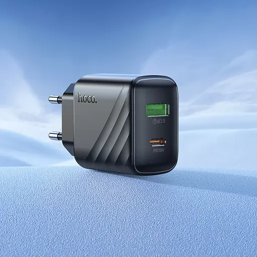 Блок живлення Hoco CS25a 25W зарядний пристрій адаптер 2 порти USB-C + USB-A чорний - фото 5