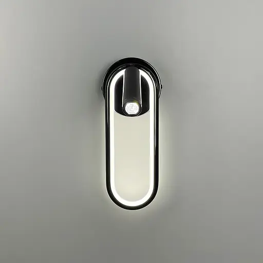 Бра у чорному глянцевому корпусі із світлодіодним овалом та спотом Line F WB 22/2 BK - фото 5