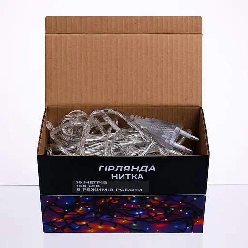 Новорічна гірлянда кімнатна нитка GarlandoPro 16 м 160 LED білий провід Жовте світло W160LED16MWY - фото 4