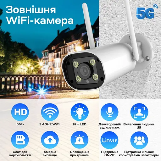 IP-видеокамера с WiFi 5Mp Light Vision VLC-8356WI(Camhi Pro) f=3.6mm, ИК+LED-подсветка, с микрофоном (75-00299) - фото 15