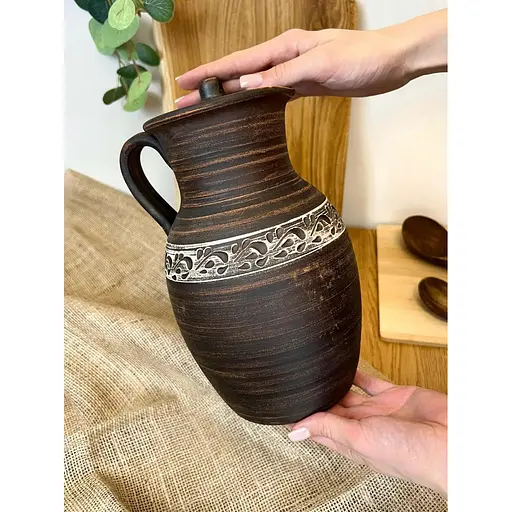 Глек 2.5 літра керамічний (глиняний) різьблений з ручкою  - фото 5