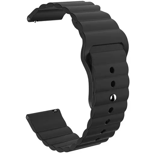 Ремінець силіконовий Tamister для годинника 22 мм Wave, 22 мм чорний (із застібкою кнопкою)