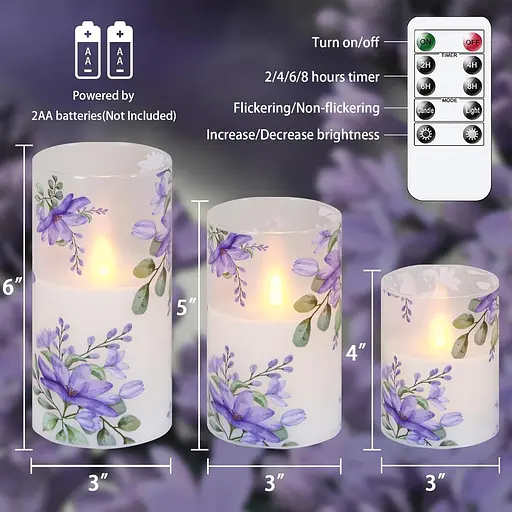 Беспламенные мерцающие стеклянные свечи с дистанционным управлением и таймером - фото 4