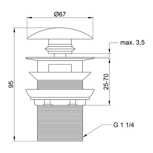 Донный клапан для раковины Lidz (CRM)-47 00 003 00 с переливом - фото 3