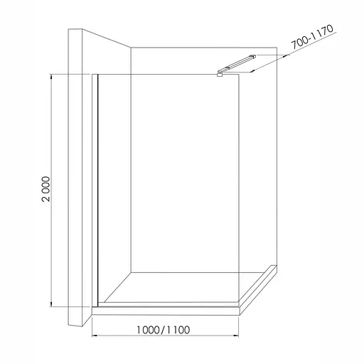 Душевая стенка Imprese Walk-In с профилем и держателем, 100x200 см, стекло mávat black matt s09110004MV, интимато, черный матовый - фото 2