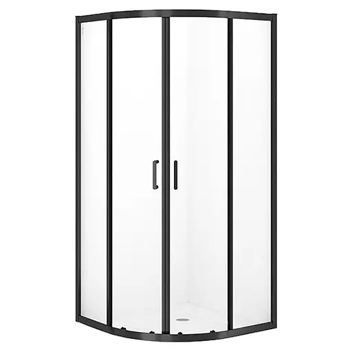 Душова кабіна Cersanit Brasco 90x90 см напівкругла розсувна прозоре скло на дрібному піддоні black S601-225, прозорий, чорний - фото 1