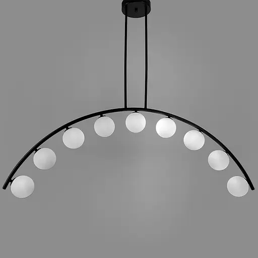 Черная люстра-дуга на 9 белых плафонов Line.F MJ 80/9 BK - фото 2
