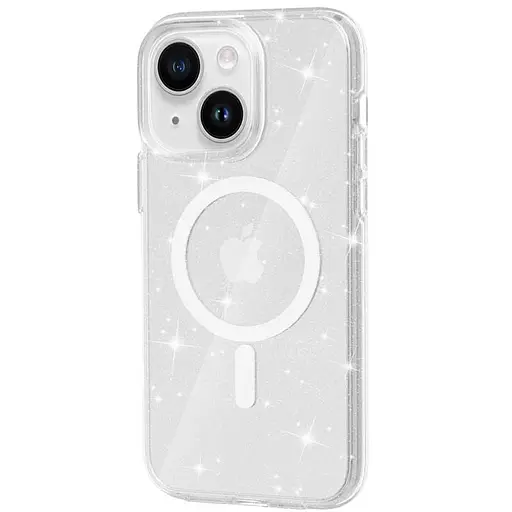 Чехол Epik TPU Galaxy Sparkle MagFit для Apple iPhone 15, 6.1 Clear+Glitter