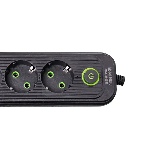 Мережевий фільтр-подовжувач Yiwu HP-5-13MF EURO 1085U 2,8 м  4 розетки 3 USB чорний  - фото 4