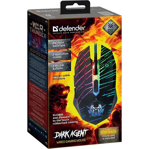 Комплект (миша + килимок) Defender Dark Agent GM-590L (52590) [135192] - фото 8