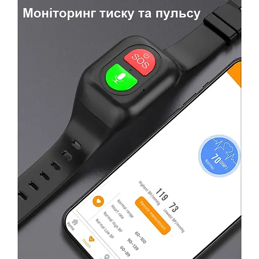 GPS браслет для детей и пожилых людей с SOS, голосовой связью, датчиками температуры и давления Nectronix Y14 (101183) - фото 6