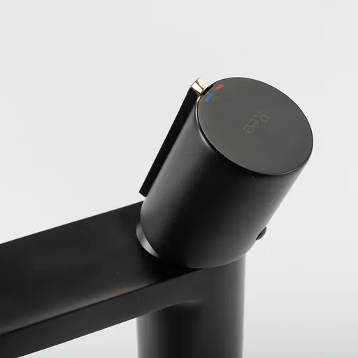 Змішувач для умивальника Rea Icon black L.gold чорний низький REA-B5680 Чорний - фото 6