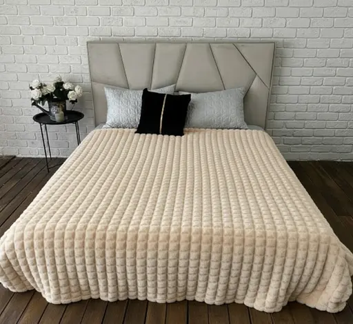 Простыня цвета Бежевый мягкая универсальная простыня 200 x 230 см для кровати - фото 1