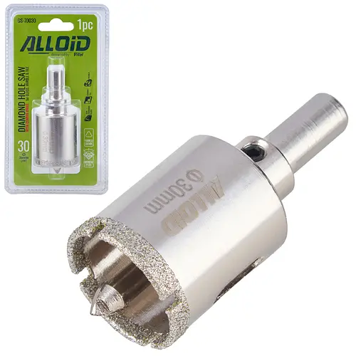 Свердло корончате Alloid Building Tools алмазне по склу та кераміці 30 мм з центрувальним свердлом (GS-70030) - фото 2