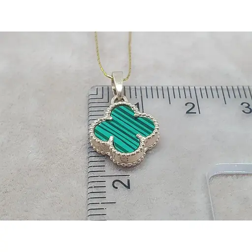 Золотая подвеска Платон Клевер с малахитом. 2П126/71Б - фото 3