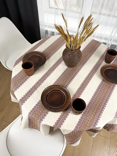 Льняная скатерть рождественская с украинским орнаментом Луч 2 290х150 см - фото 10