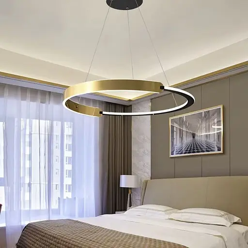 Подвесная люстра в латунно-черном корпусе кольца Ø 80 см Ст. MJ303-800 AB | Line F - фото 1