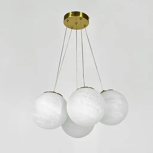 Люстра-пучок на 5 мармурових плафонів | Line F | Арт. MJ141/5 AB+WT - фото 1