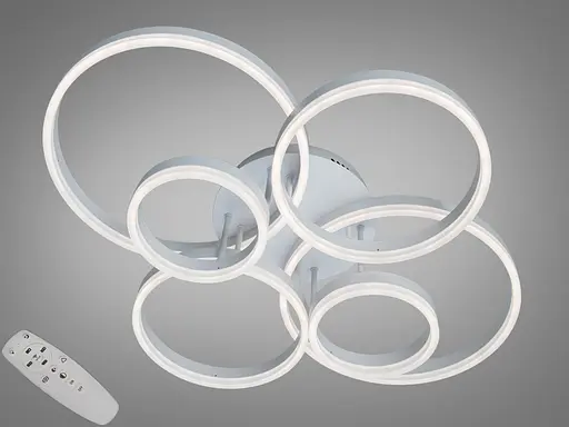 Стельова LED люстра біла 6 кілець 120W з пультом - фото 1