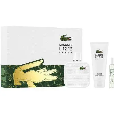 Набор Lacoste Eau De L.12.12 Blanc 100 мл туалетная вода, 7,5 мл мини, 100 мл гель для душа - фото 1