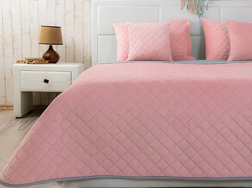 Набір VeLour покривало та 2 чохли на подушки Pink and Grey (К_994.55_Pink and Grey ромб) - фото 6