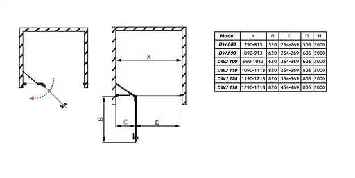 Душевые двери Radaway Fuenta New DWJ 100 см 384014-01-01R - фото 4