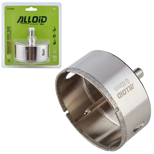 Свердло корончате Alloid Building Tools алмазне по склу та кераміці 75 мм з центрувальним свердлом (GS-70075) - фото 2