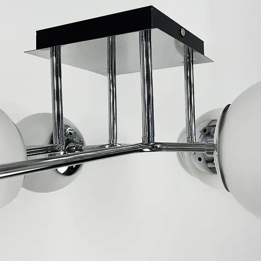 Сучасна стельова люстра в хромі на 8 білих плафонів Line.F 2693/8 (new) CH+WT - фото 3