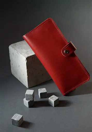 Кожаный портмоне Classic красный - фото 1