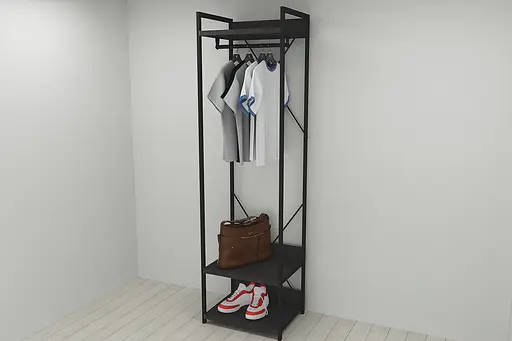 Шафа Гардероб Уні секція 1 серії Конект Ferrum-decor 220x60x50см Чорний метал ДСП Венге Магія 32 мм (FRD-104500) - фото 9