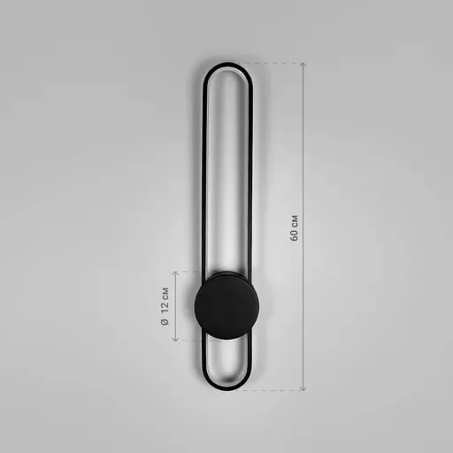 Видовжене бра Line F у металевому чорному корпусі 60 см Арт. W009/600 BK - фото 7