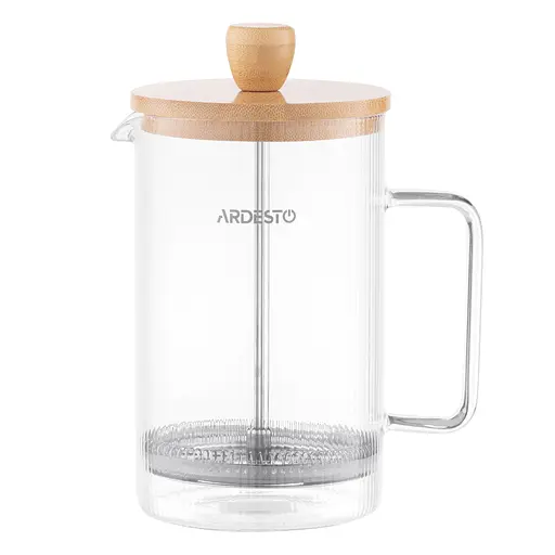 Френч-пресс Ardesto Midori 800 мл боросиликатное стекло нержавеющая сталь бамбук прозрачный - фото 2