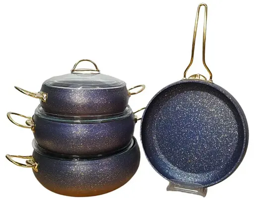 Набір каструль O.M.S. Collection 3023 з гранітним покриттям 7 предметів Синій (Туреччина) - фото 2