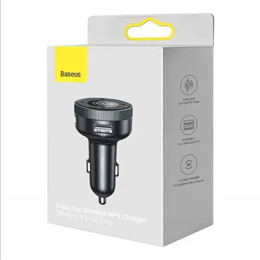 Зарядное устройство в автомобиль с FM-модулятором Baseus Enjoy Car Wireless MP Charger black (CCLH-01) - фото 4
