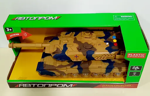 Танк на батар 7960 АВТОПРОМ, свет,звук,в кор.39*15*17,5 см (6965865110315) Светло-коричневый - фото 2