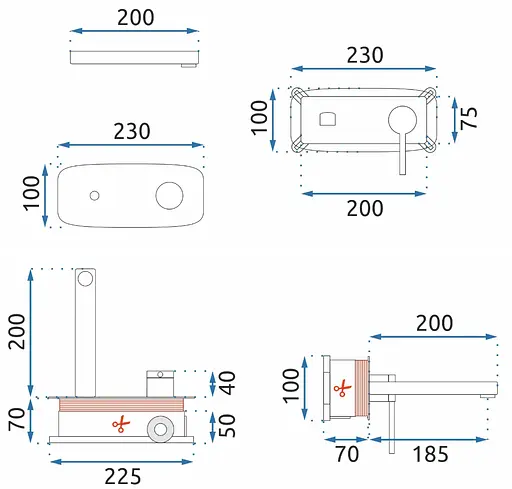 Змішувач для умивальника Rea Oval + Box прихованого монтажу gold REA-B5125 Золотий - фото 7