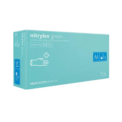 Рукавички Меркатор Медікаль Nitrilex Basic   нітрилові оглядові нестерильні неприпудрені зелені 100шт/уп M 