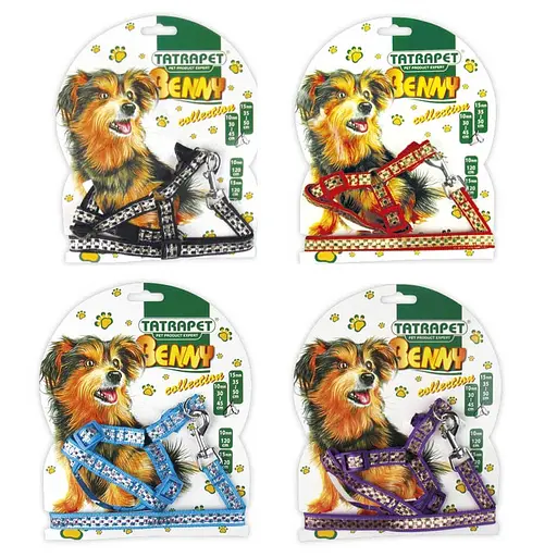 Набір шлея і повідець для собак TatraPet Benny в асортименті 1.5 х 35-50 x 120 см