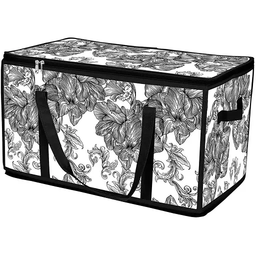 Кошик Idea Home Anthracite Flowers DB-28 з кришкою 60x30x30 см (DB-28 прям. з/кр з/блиск Anthracite Flowers) - фото 1
