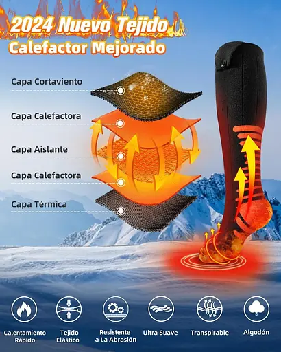 Шкарпетки з підігрівом 2024, теплові шкарпетки Eventek 7,4 В, що перезаряджаються, на 360° з підігрівом шкарпетки з підігрівом - фото 6