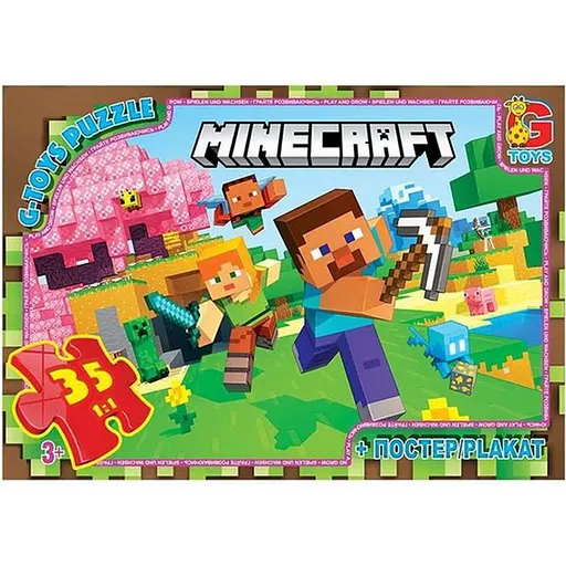 Детский пазл "Minecraft" G-Toys MC797 плакат 35 элементов - фото 1