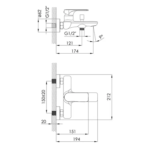 Смеситель для ванны Imprese Lednice хром f03207901BA Хром - фото 2