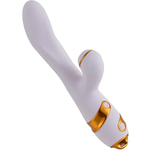 Вібратор-кролик з флогером Lockink Sevanda Whip Vibrating Massage Wand - White & Golden - фото 2