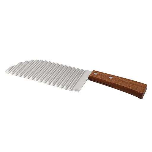 Нож волнистый для нарезки овощей и картофеля фри картофелерезка с деревянной ручкой 28.5 см, Kitchen Master 86294 - фото 1