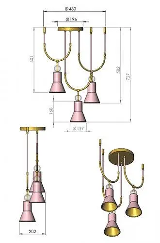 Люстра ARCH 3U, PikArt арт. 12443 Золотий - фото 2