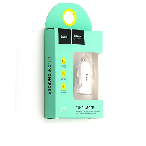 Автомобільний зарядний пристрій Hoco Z2 single - Port car charger 1USB 1.5 A Білий - фото 2
